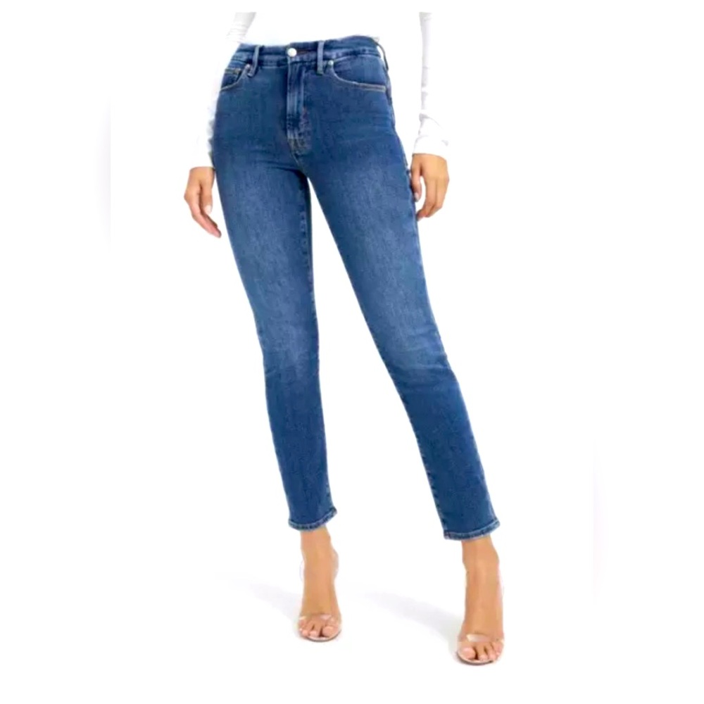 Good American Good Classic Straight Cashmere Jeans Size 10/30 Crop Indigo NWT